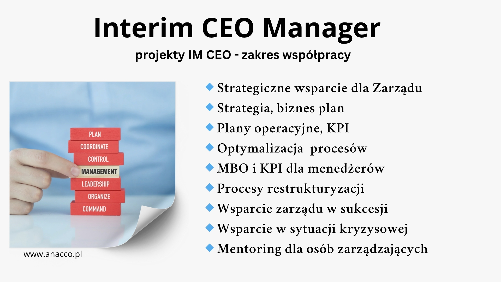 Interim Manager CEO - zakres współpracy