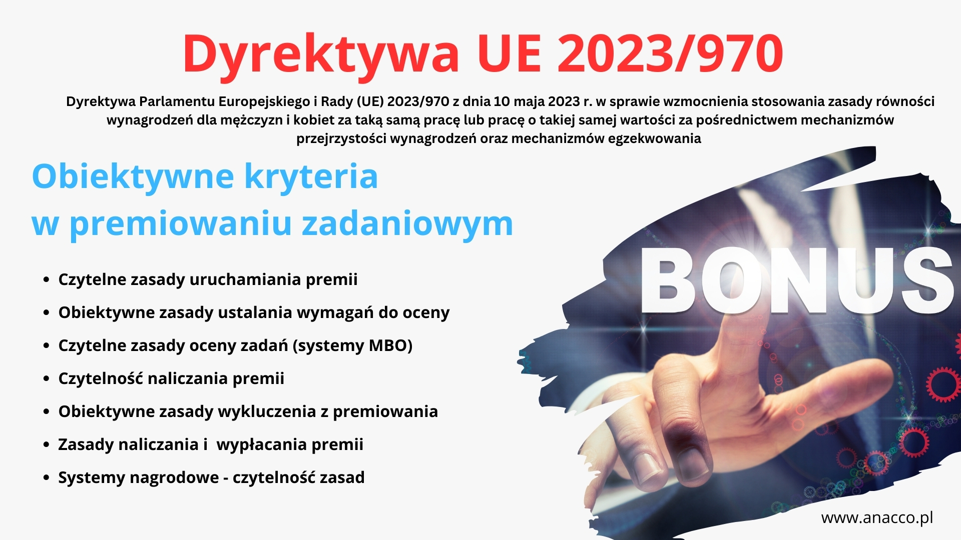 Szkolenie - Dyrektywy UE 2023970 – optymalizacja systemu premiowania